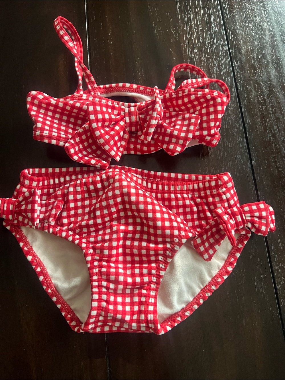 Gymboree Red and White Gingham Bikini Top with Bow Trim